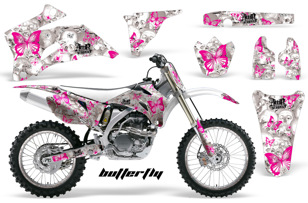 Yamaha YZ 250F 450F 02-09 Graphics Kit Butterfly Pink WHITEBG NPs